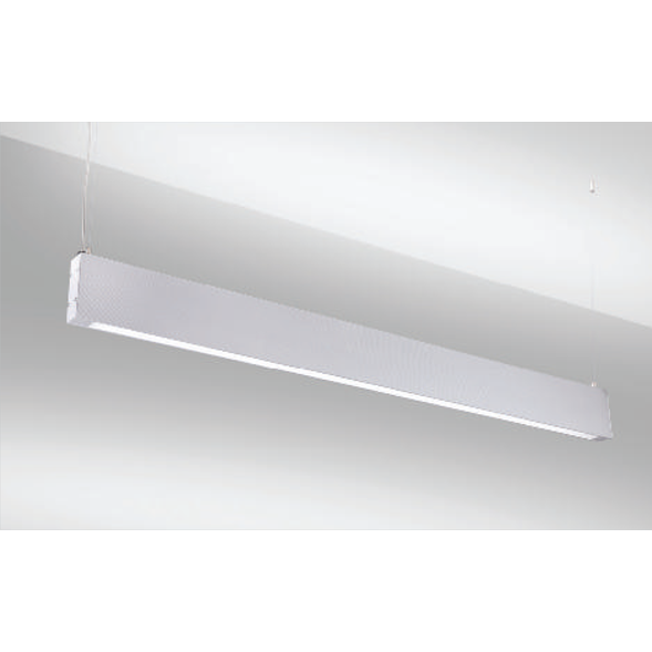 A white linear led on a grey background.