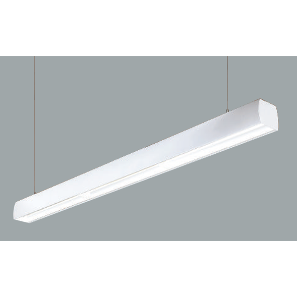 An aluminium asymmetric linear led on a grey background.