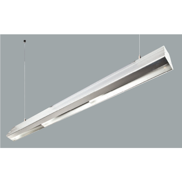 An aluminium batwing linear led on a grey background.