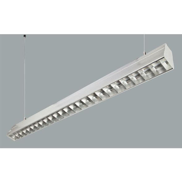 An aluminium linear led on grey background.