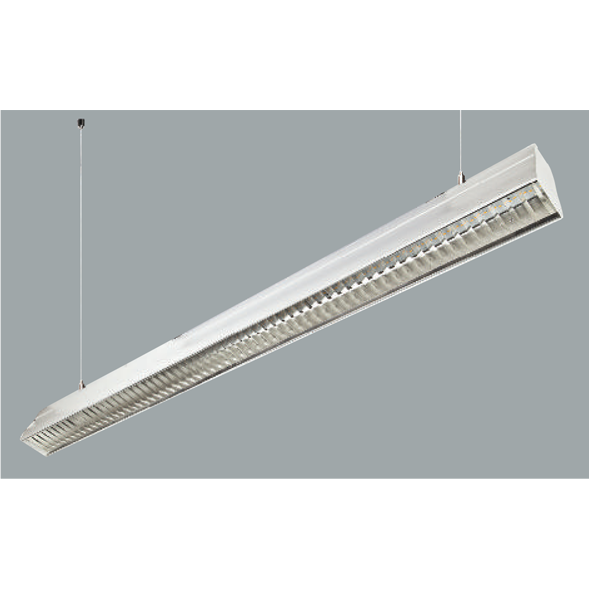 An aluminium linear led on grey background.