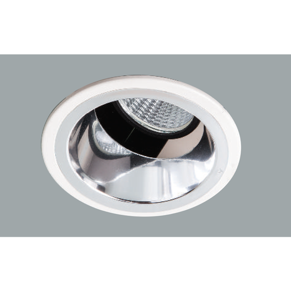 A white indirect led downlight with grey background.