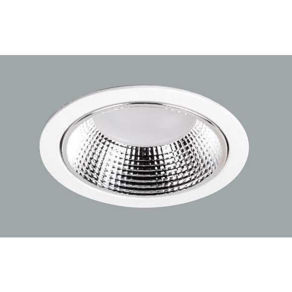 A white midi led downlight with grey background.