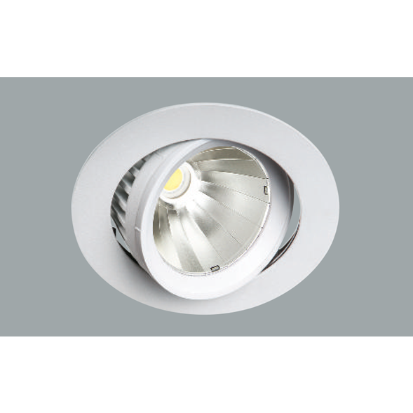 A white mini led downlight with grey background.