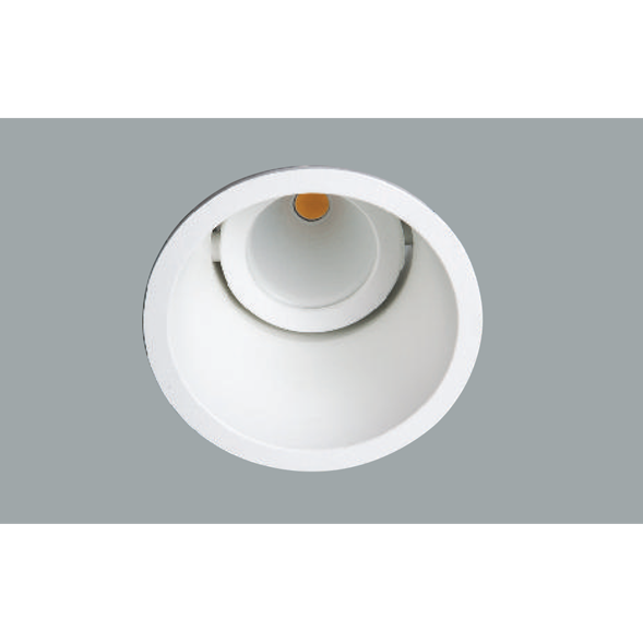 A white mini led downlight with grey background.
