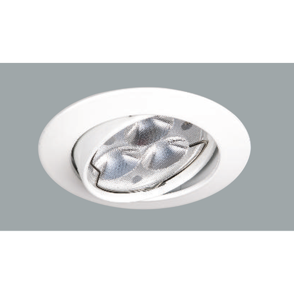 A white led downlight with grey background.