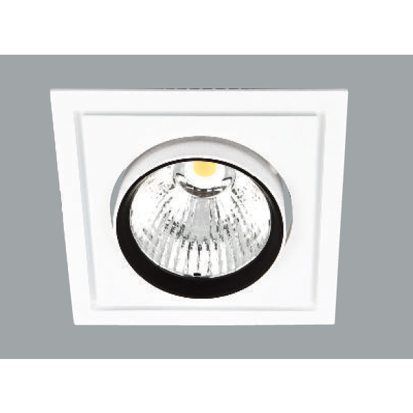 A white rectangular led downlight with grey background.