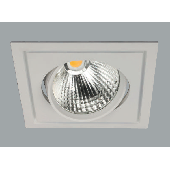 A white rectangular led downlight with grey background.