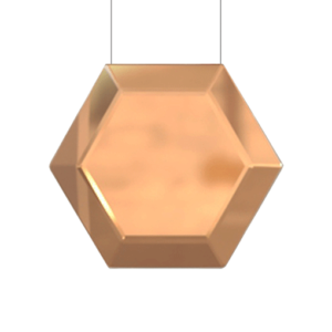 A modern pendant light made in bronze on a white background.