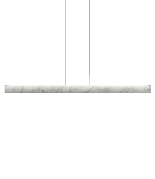 A modern marble pendant light on a white background.