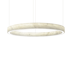 A marble circle pendant light on white background.