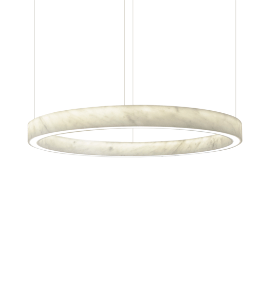 A marble circle pendant light on white background.