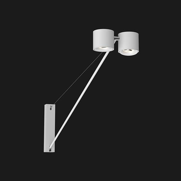 White wall light with 2 heads on a black background