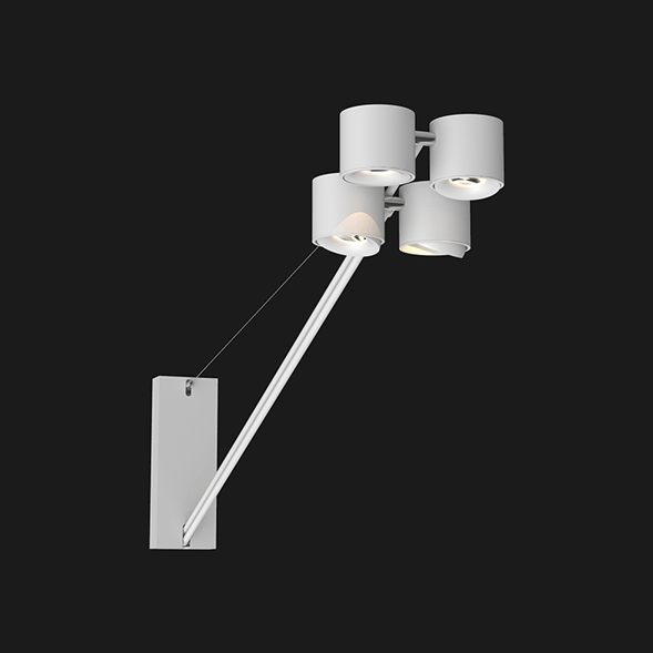 White wall lights with 4 heads on a black background