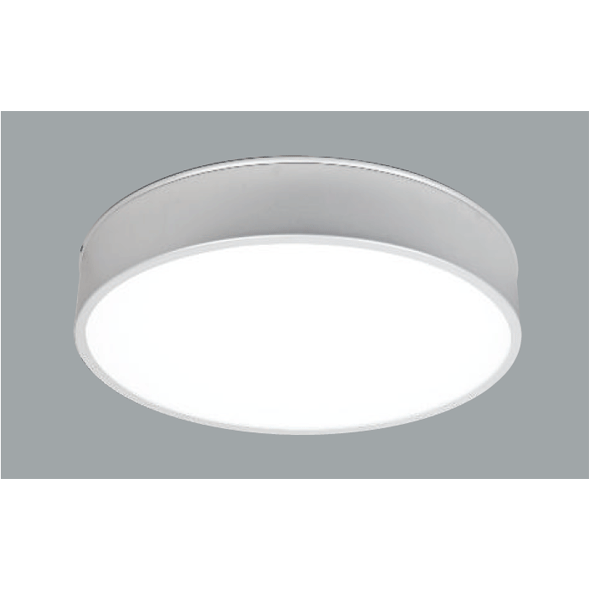 A grey round ceiling light with a grey background.