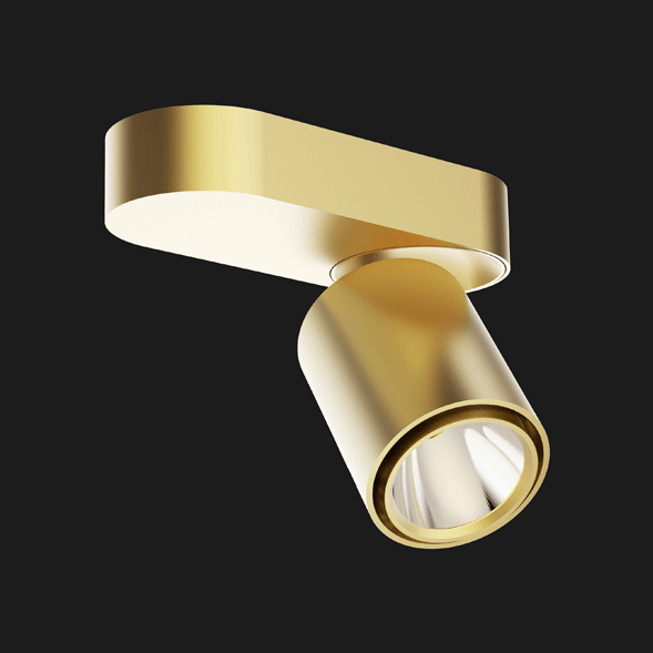 Gold base organic ceiling light on a black background