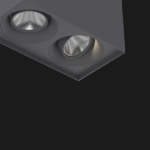 A anthracite suspended box pendant light on a black background.