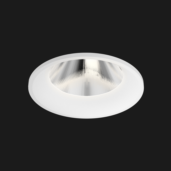 A white fix round led downlight with black background