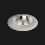 A grey fix round led downlight with black background.