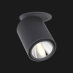 Anthracite semi recessed ceiling light on a black background