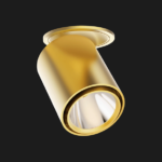 Gold semi recessed ceiling light on a black background