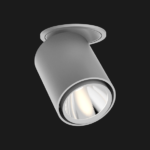 Grey semi recessed ceiling light on a black background
