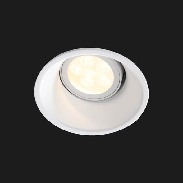 A white deep led downlight with black background