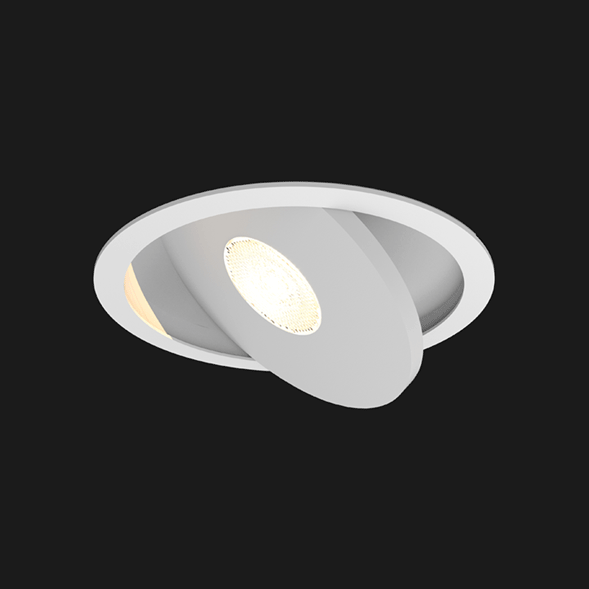 A white flat led downlight with black background