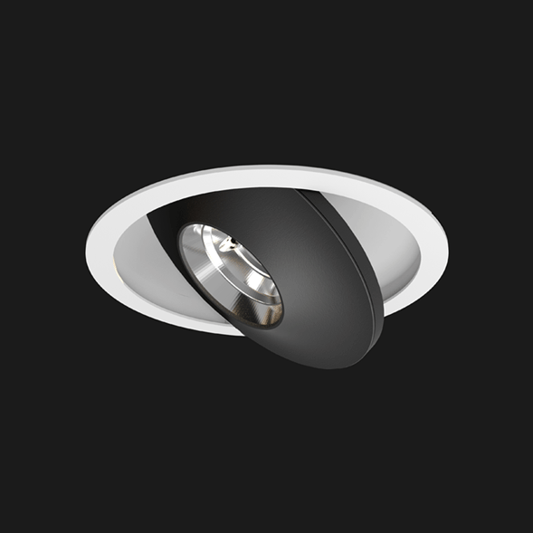 A black and white flat led with a black background