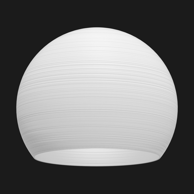 A white sphere textured pendant light on a black background.