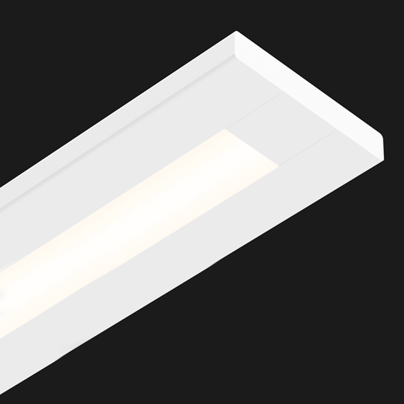 A white flat linear led on a black background.