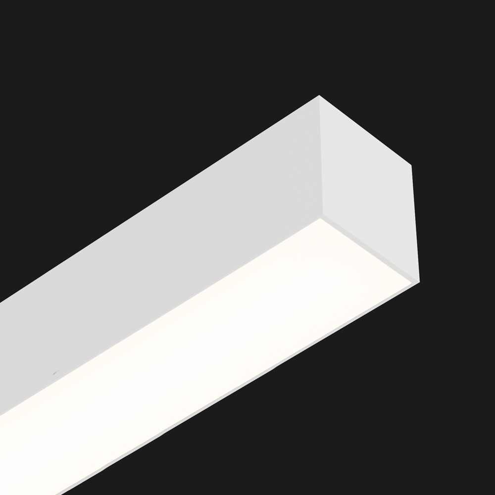 A white linear LED on a black background.