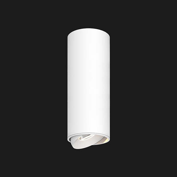 White surface mounted ceiling light on a black background