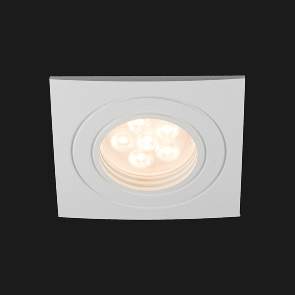 A white fix led downlight with black background