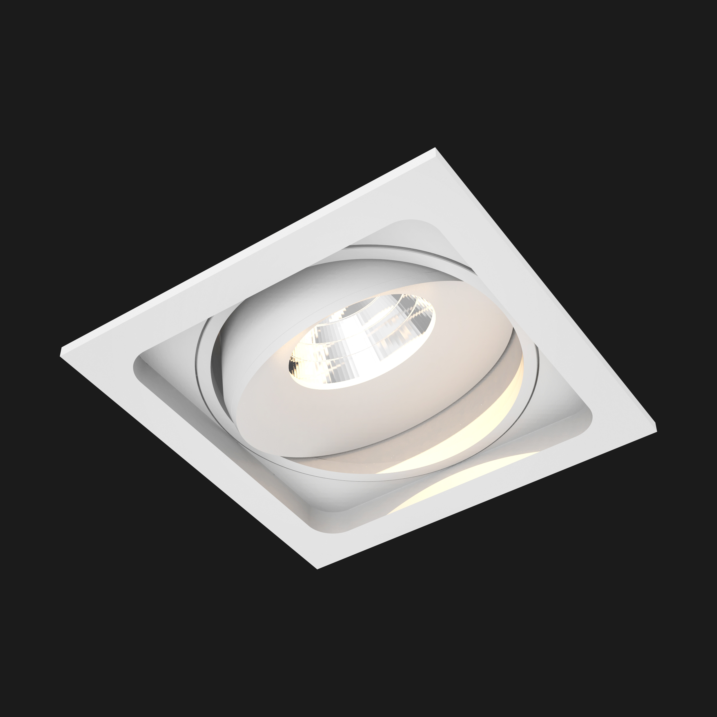 A white led downlight with black background