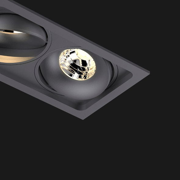 A anthracite 3 led downlight with black background