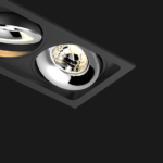 A black 3 led downlight with black background