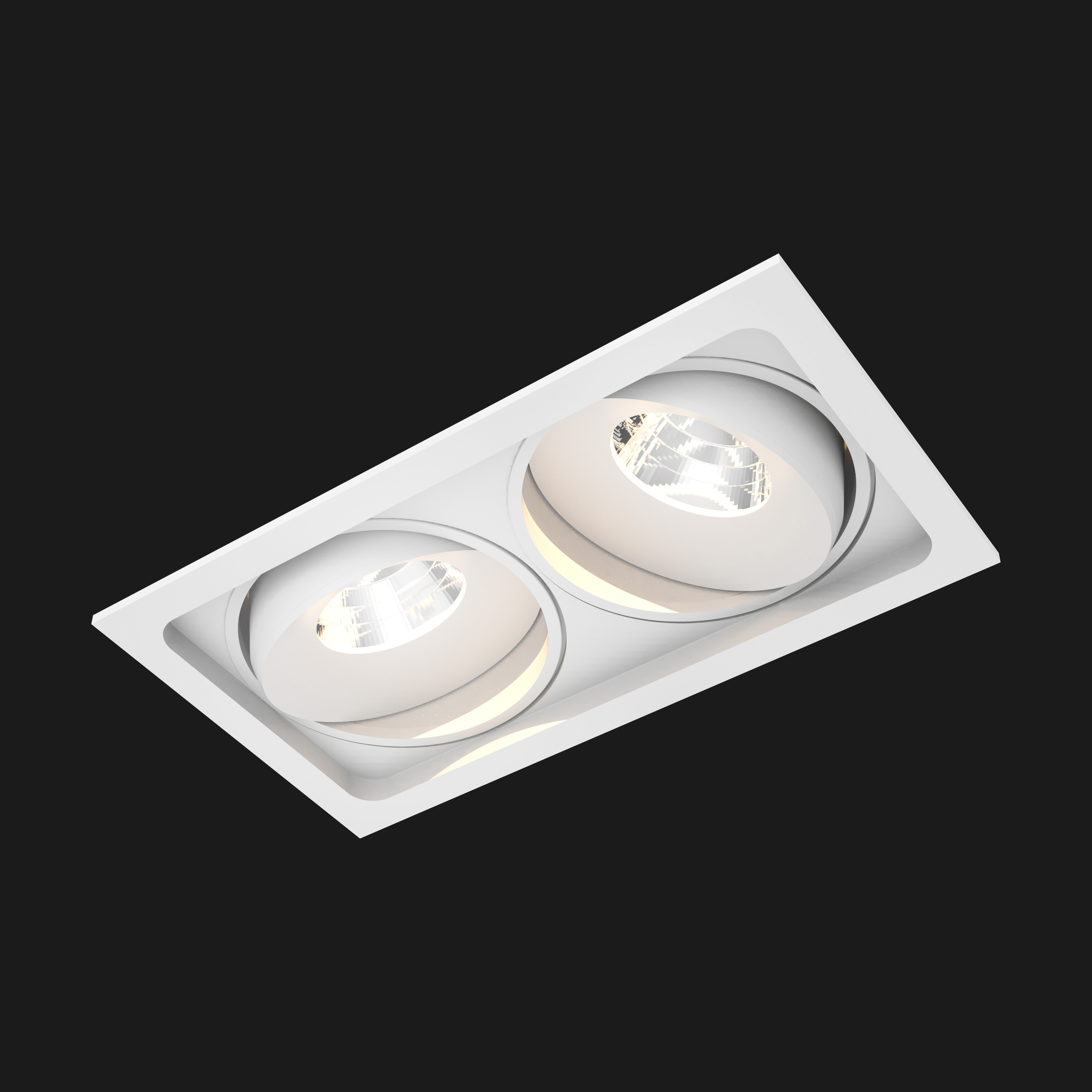 A white 2 led downlight with black background