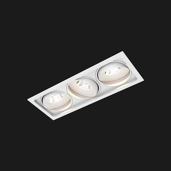 A white 3 led downlight with black background