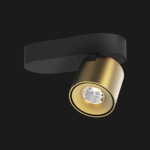 Black and gold base organic ceiling light on a black background