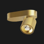 Gold base organic ceiling light on a black background