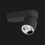 Black chrome base organic ceiling light on a black background