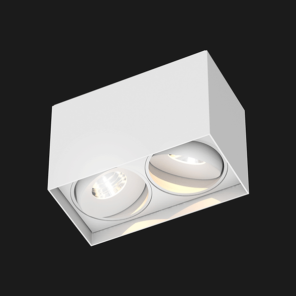 White surface mounted ceiling light on a black background