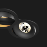 A black double 8 led downlight with black background