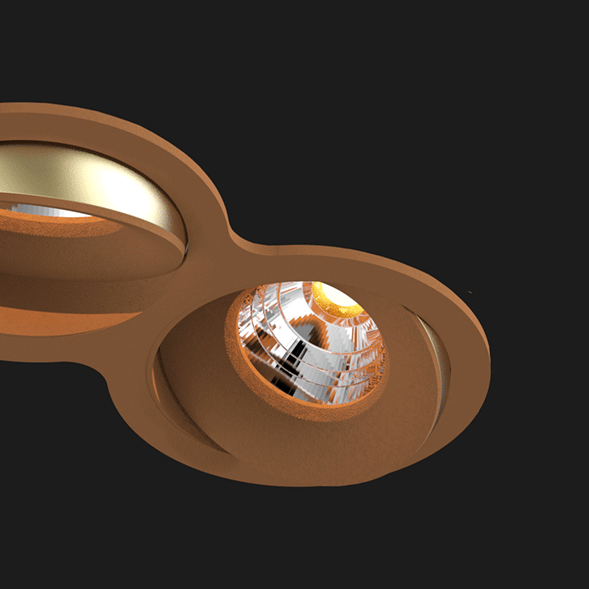 A corten double 8 led downlight with black background