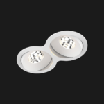 A white double 8 led downlight with black background