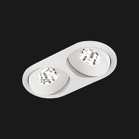 A white double oval led downlight with black background