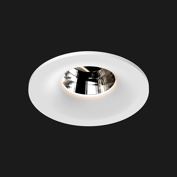 A white round fix led downlight with black background