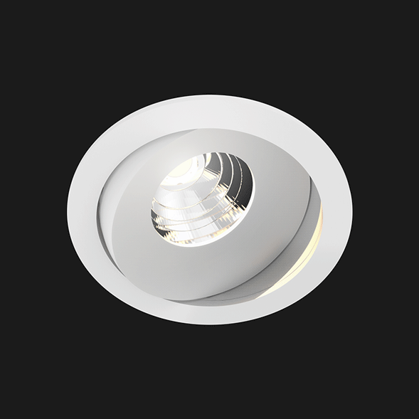 A white round led downlight with black background