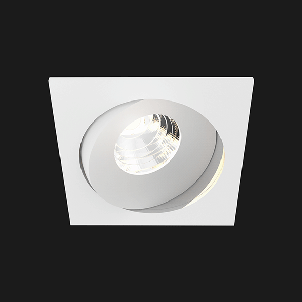 A white square led downlight with black background